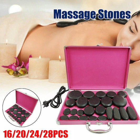 28Pcs SPA Heater Hot Massage Stone Basalt Stones Set Rock Massage Heating Box Kit