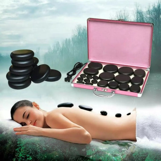 28Pcs SPA Heater Hot Massage Stone Basalt Stones Set Rock Massage Heating Box Kit
