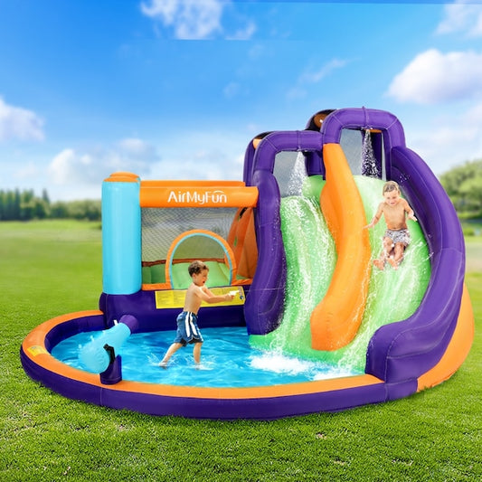 6 In 1 AirMyFun Kids Pool Inflatable Double Slide Water Park Jumping Castle Trampoline