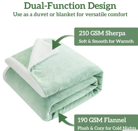 LINENOVA Luxurious Warm Teddy Fleece Sherpa Quilt Cover Duvet Cover Pillowcases Set,Fluffy,Comfort For Cold Winter Night